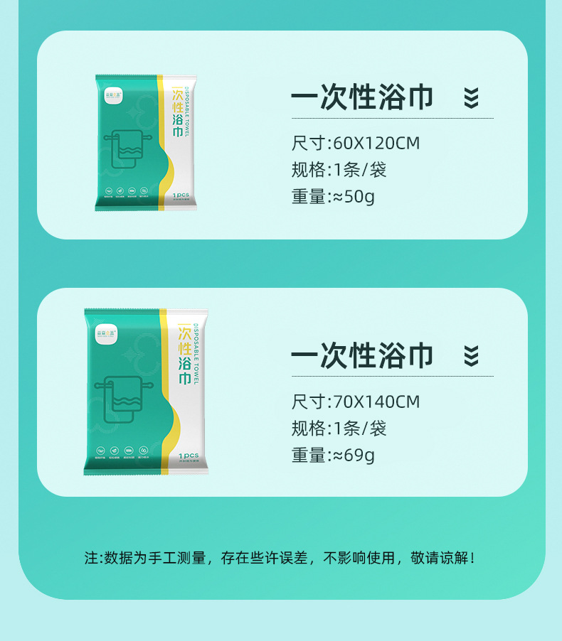 一次性浴巾压缩毛巾纯棉加厚洗脸巾旅行酒店用品单独包装旅游便携详情6