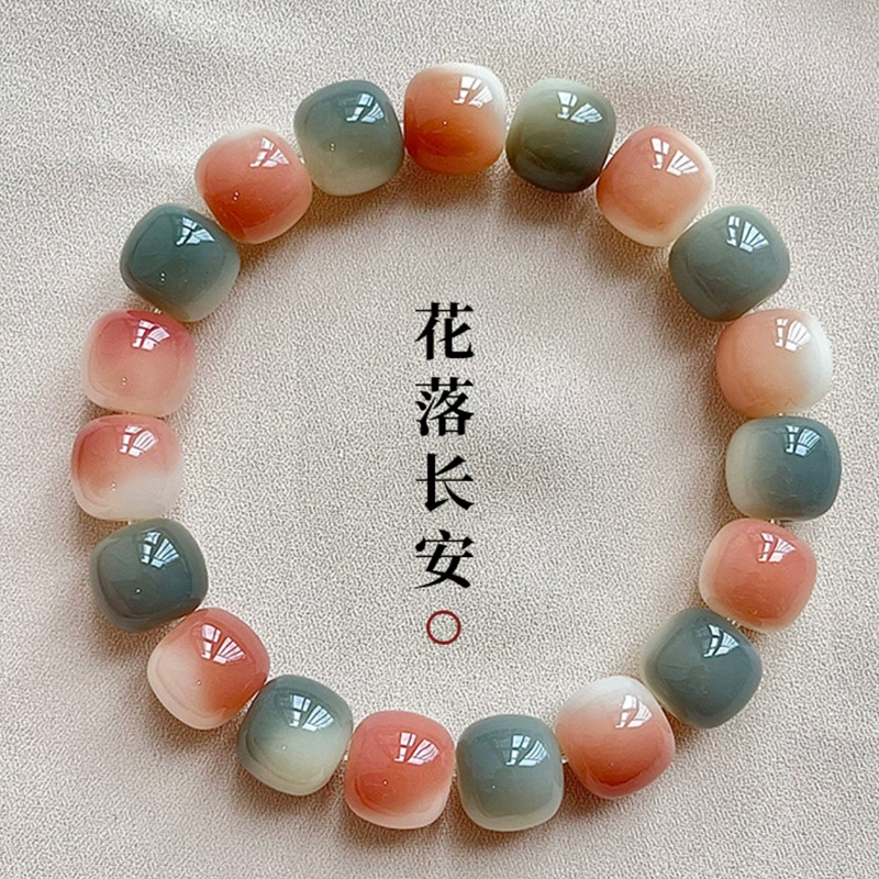 阴皮渐变绿白玉菩提子手串女小青柠绕指柔文玩菩提根佛珠菩提学生详情11