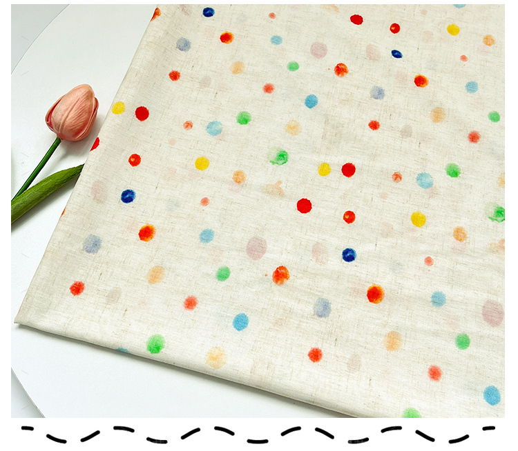 多彩圆点全棉四十支府绸数码印花布料童装衬衣连衣裙服装面料详情5