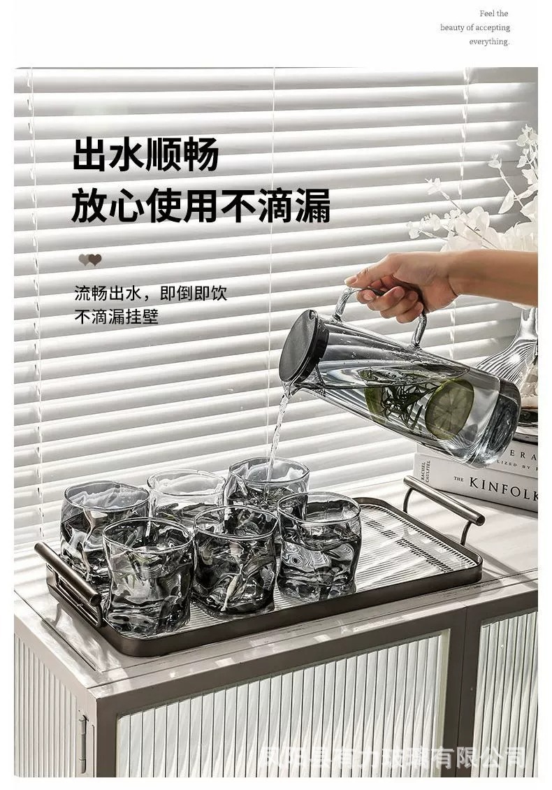 Factory wholesale high-temperature resistant glass cold water kettles, high borosilicate drinking cups, household water appliance sets, large capacity cold water kettles pic 6