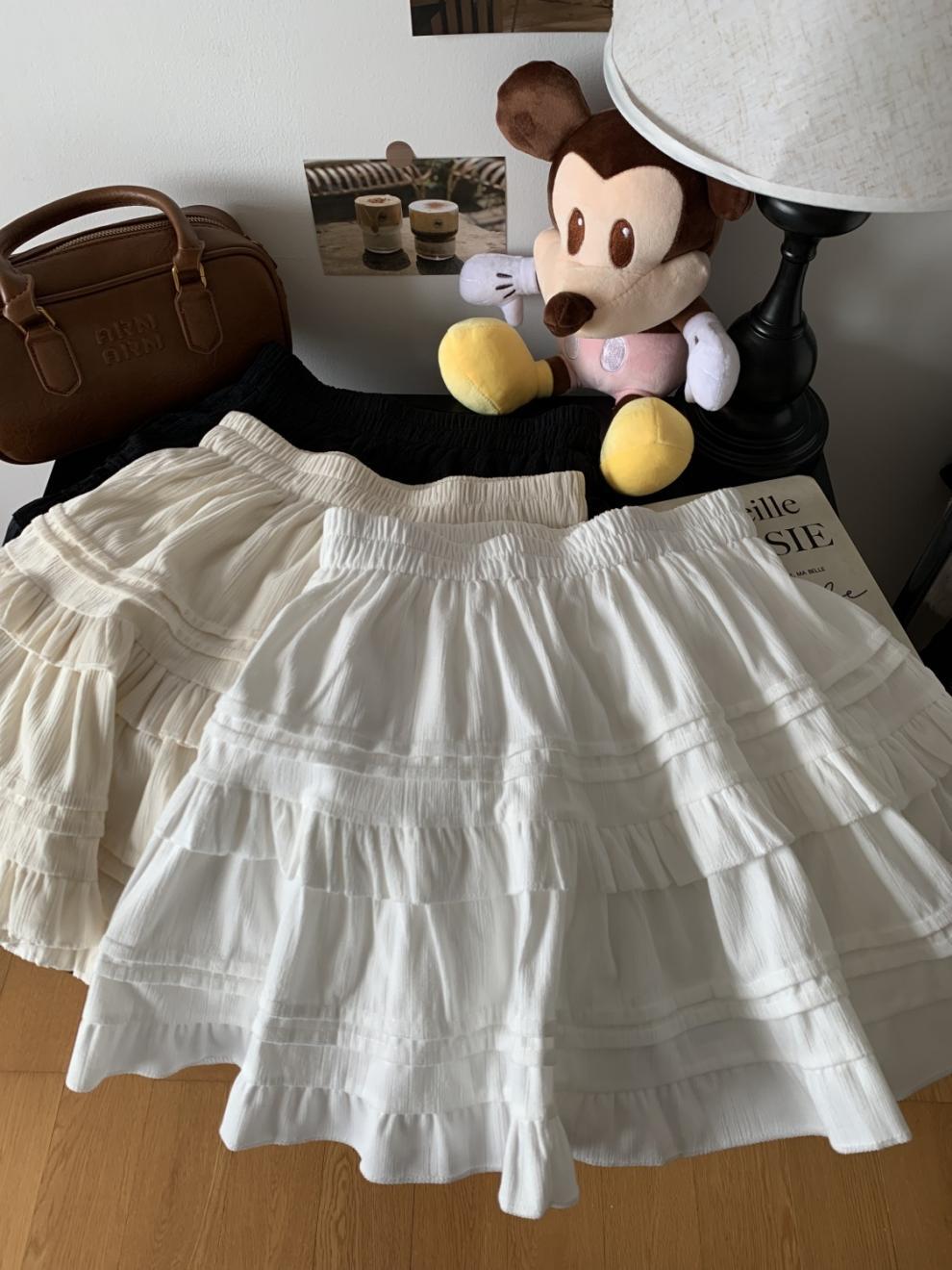 白色芭蕾风蛋糕半身裙女秋冬高腰显瘦松紧腰A字裙蓬蓬百搭短裙子详情17