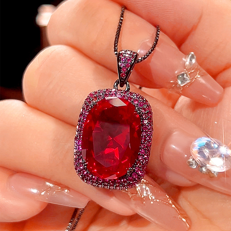 2025新款庄生生珠宝铜底镀金仿真红刚玉黑金高级感套装女石13*18详情7