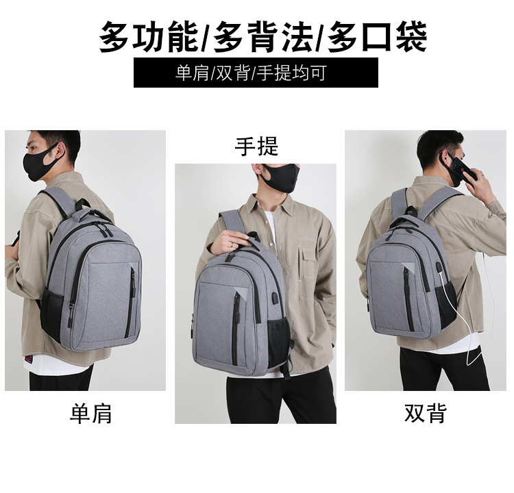 Wholesale 2023 New business double backpack, wear-resistant, water-repellent, large-capacity travel computer bag, casual, fashionable and simple pic 3