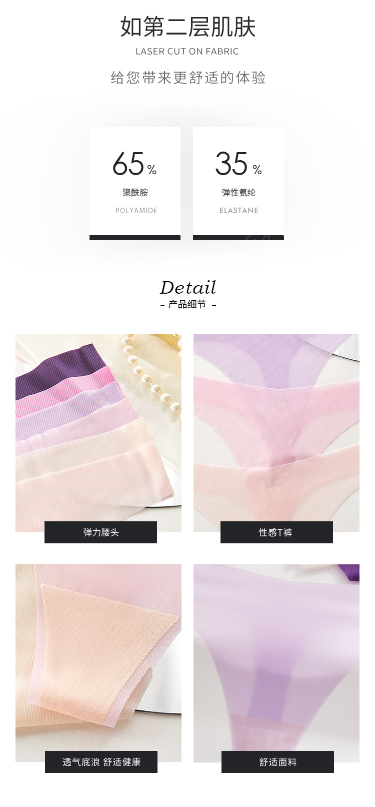 性感低腰一片式无痕隐形瑜伽T型内裤透视诱惑情趣大码女士丁字裤详情4