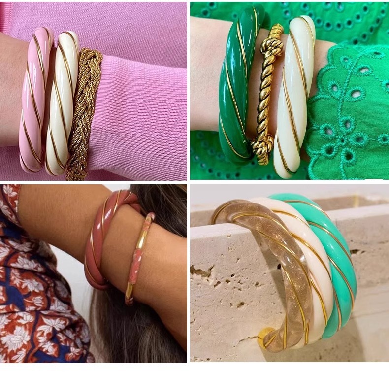 法国复古小众设计扭结设计马卡龙开口手镯个性中古独特轻奢高级感详情10