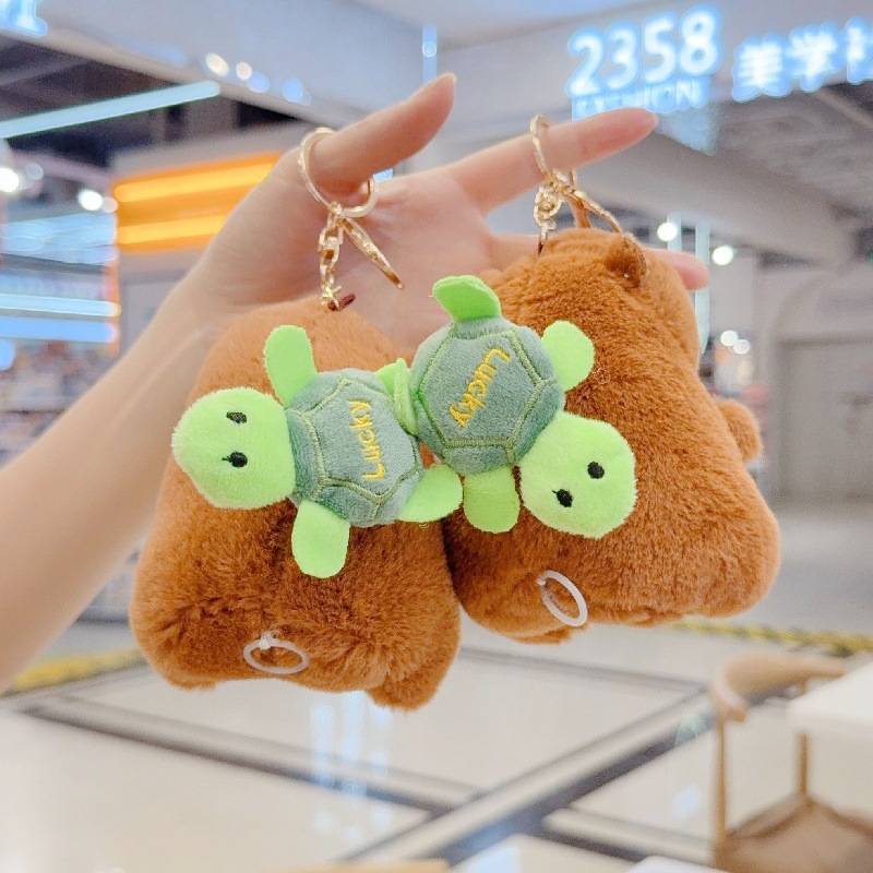 卡皮巴拉毛绒玩具水豚旋转乌龟公仔抽拉水豚玩偶儿童礼物包包挂件详情1