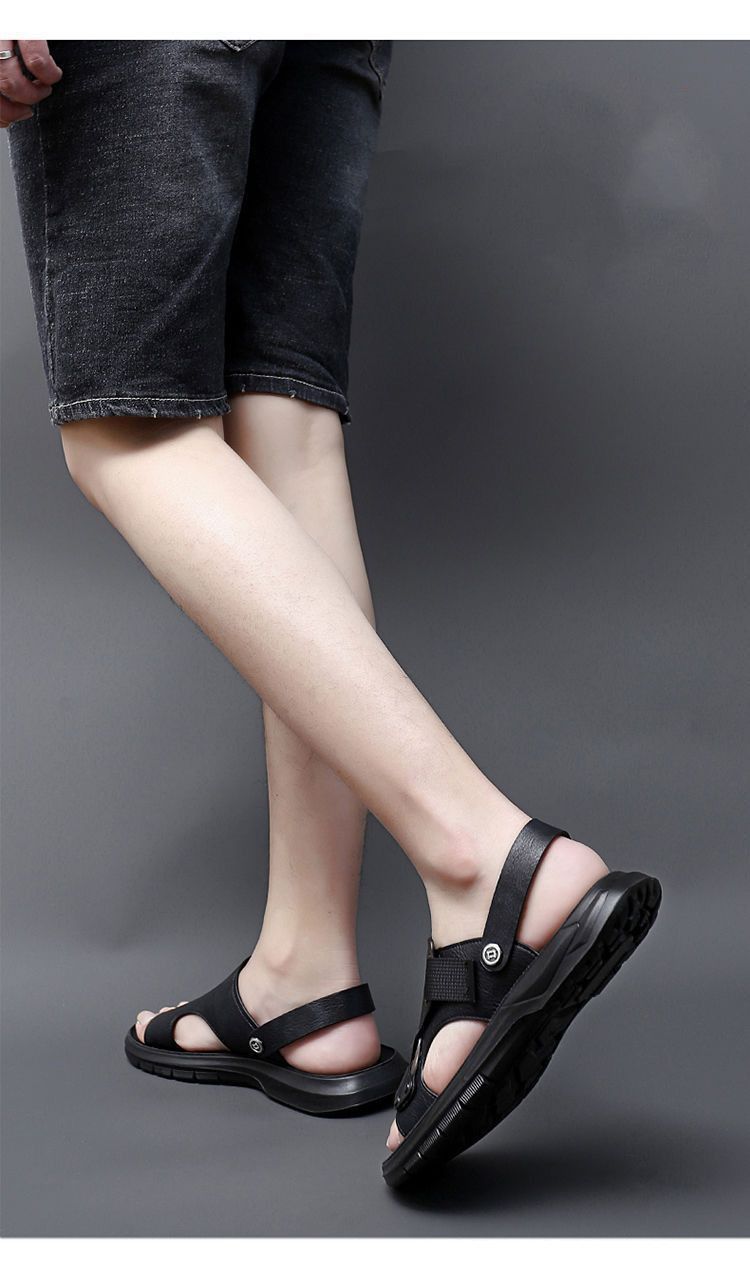 真皮牛皮凉鞋男真皮新款室外穿开车男士拖鞋男潮夏季沙滩鞋子男详情14