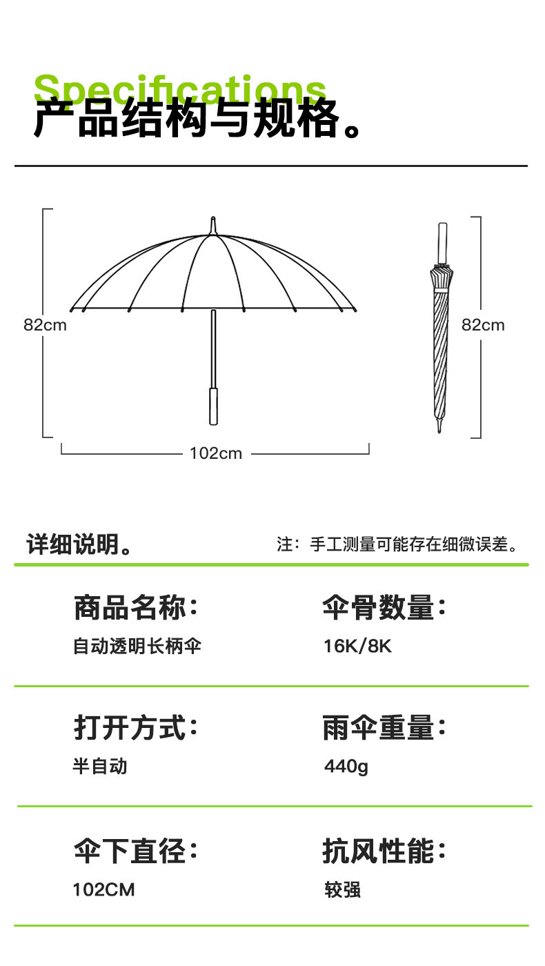 EVO透明环保伞定制长柄伞定制自动伞广告伞礼品透明直杆雨伞批发详情7