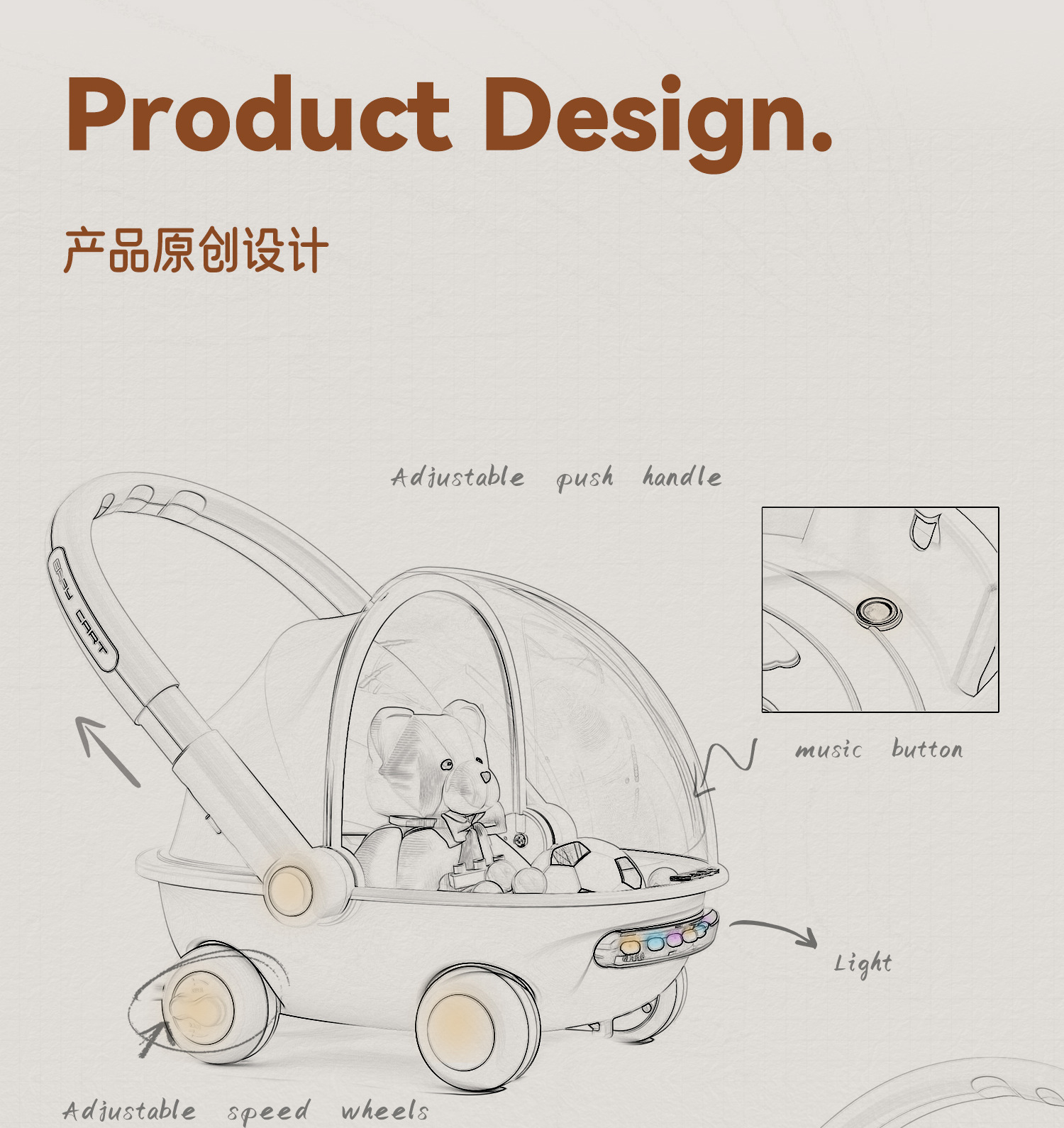 新款儿童学步车侧翻手推车多功能音乐益智积木创意可爱翻盖助步车详情13