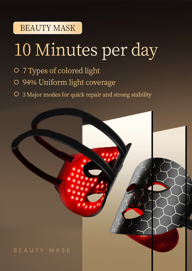 硅胶彩光光子面罩嫩肤仪脸部红蓝光美容面膜仪美容仪家用大排灯详情5