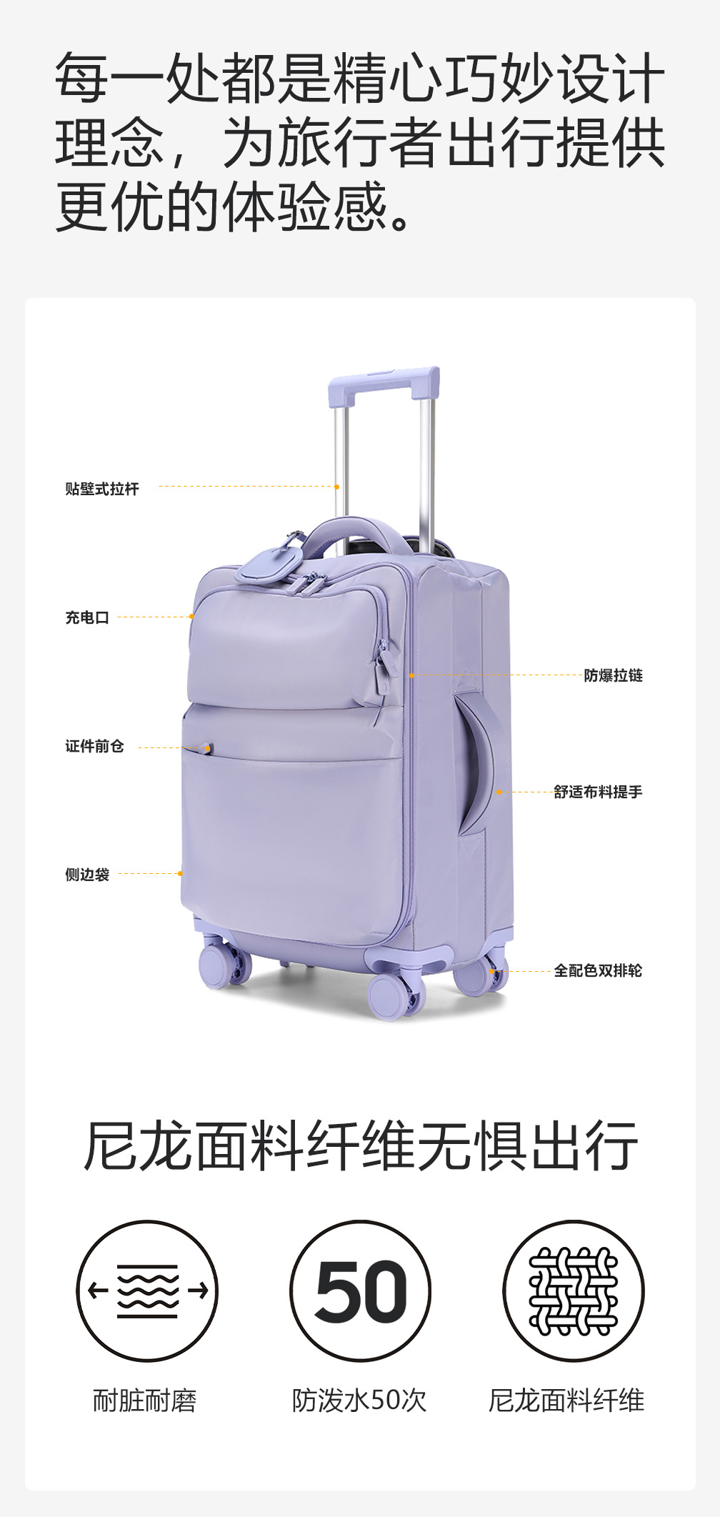 DTA luggage handle case for Women, 2024 New style carry-on suitcase, 20-inch ultra-light fabric bag, password travel case, 24 pic 6