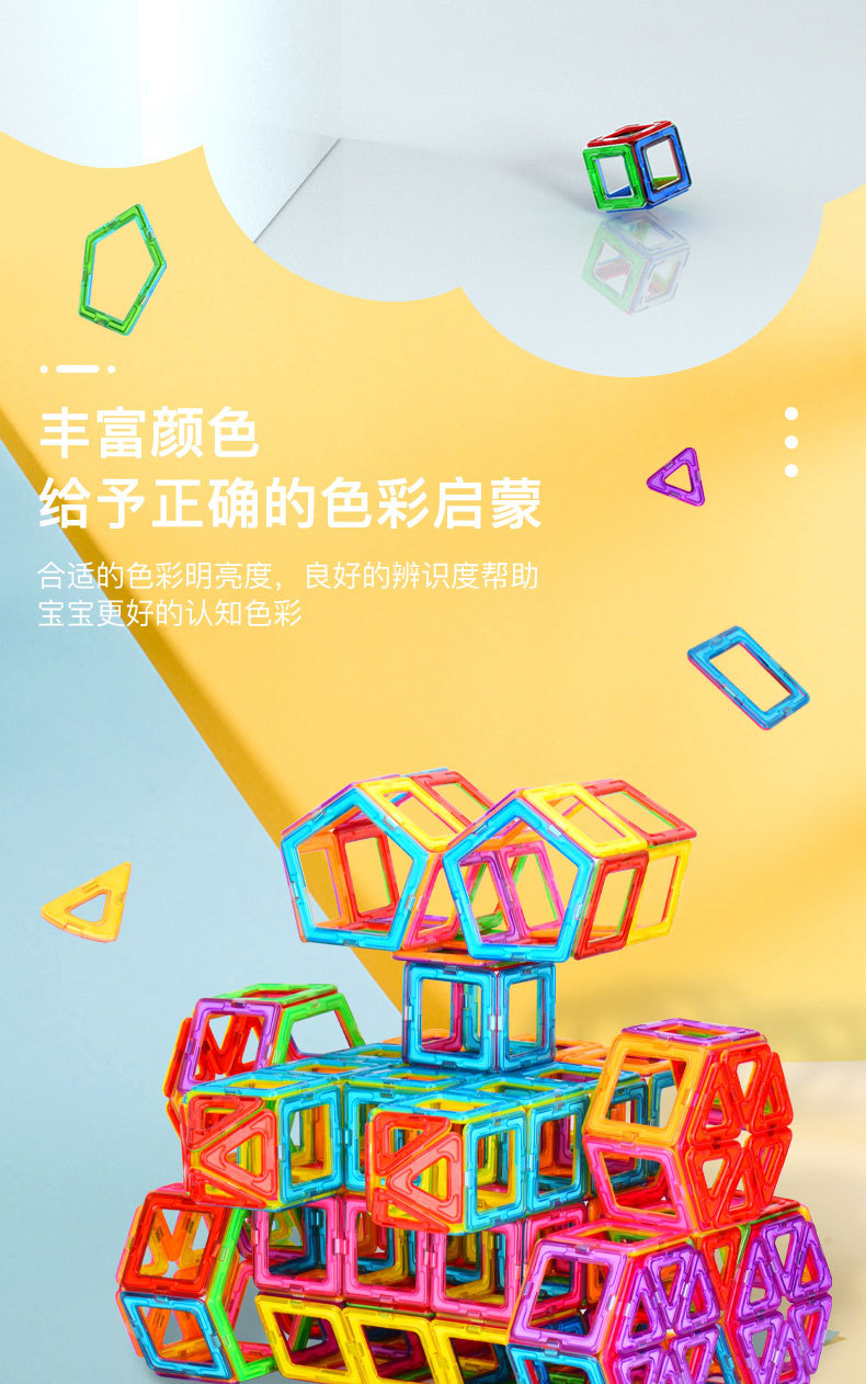 批发益智磁力片积木散片散件跨境儿童益智玩具磁性积木玩具补充装详情14