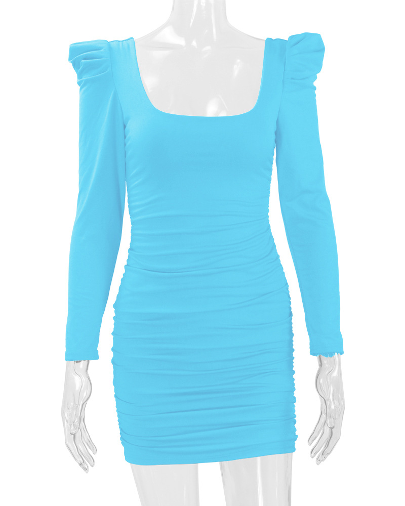 2025秋冬新款欧美女装包臀裙亚马逊跨境性感露背堆堆肩长袖连衣裙详情22