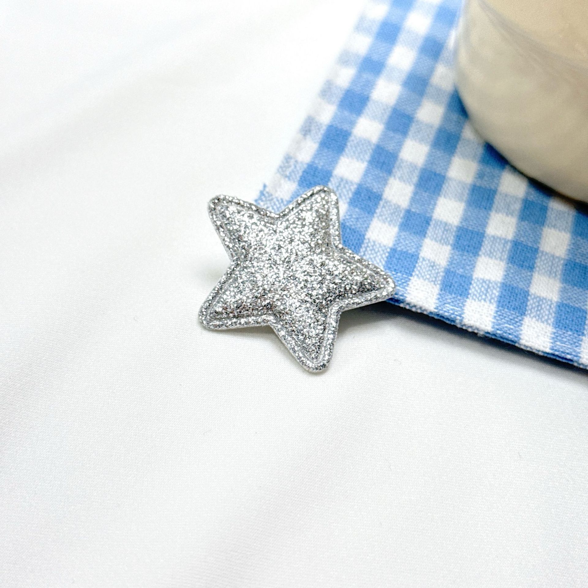 超声波压花星星闪粉DIY饰品配件PU亮面五角星儿童发饰发夹辅料详情12