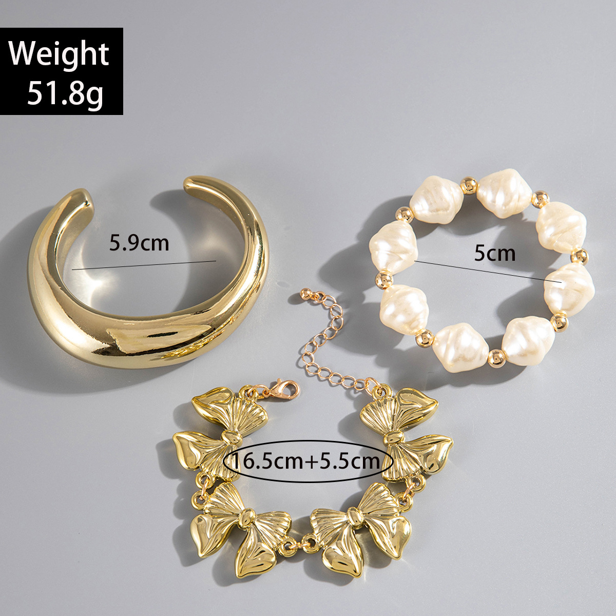 欧美跨境新款多层线条缠绕几何开口手镯套装朋克风波浪形串珠手链详情18