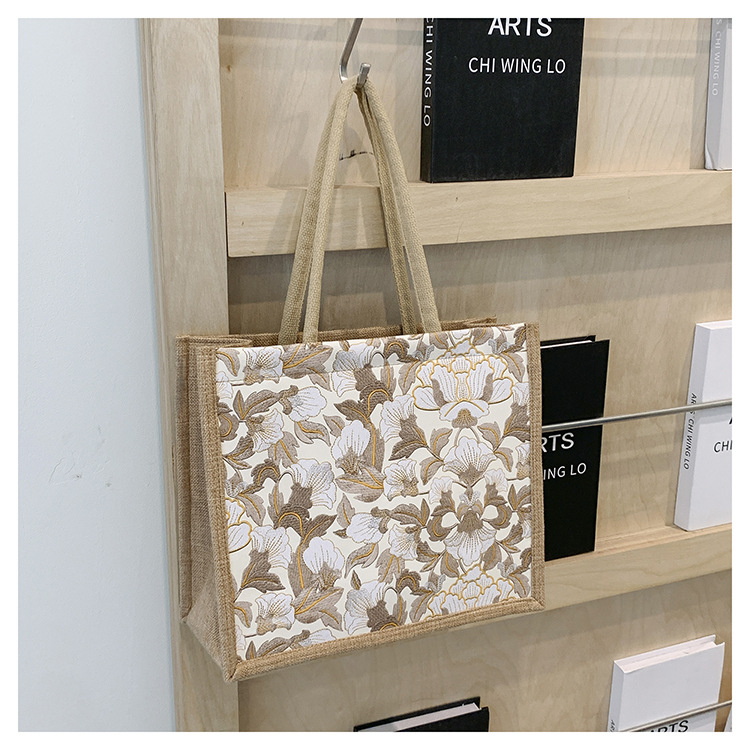 韩版文艺女包新款潮高颜值大容量棉麻时尚上班通勤手提袋便当包包详情41