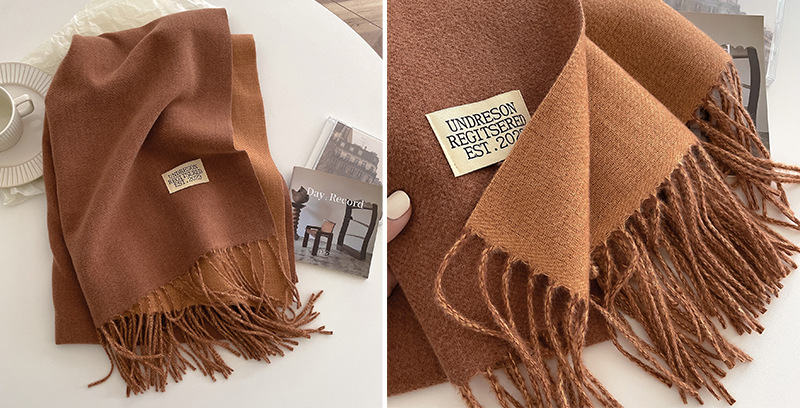 跨境双面仿羊绒围巾女冬季保暖情侣高级感中长款围脖纯色百搭披肩详情44