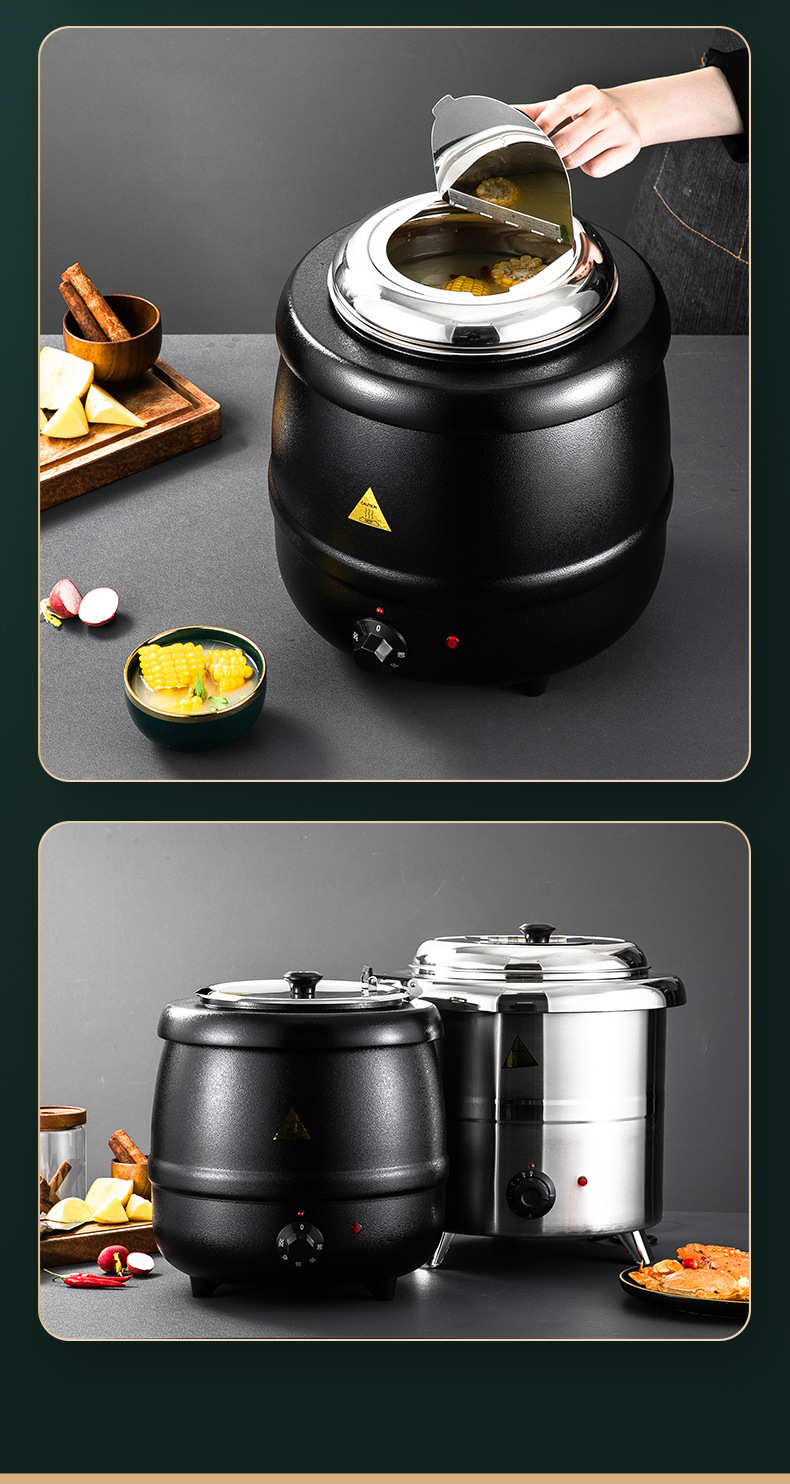 Electronic warm soup pot, commercial heat preservation electric constant temperature soup pot, self-service restaurant hotel 10L cast iron stainless steel soup pot pic 16