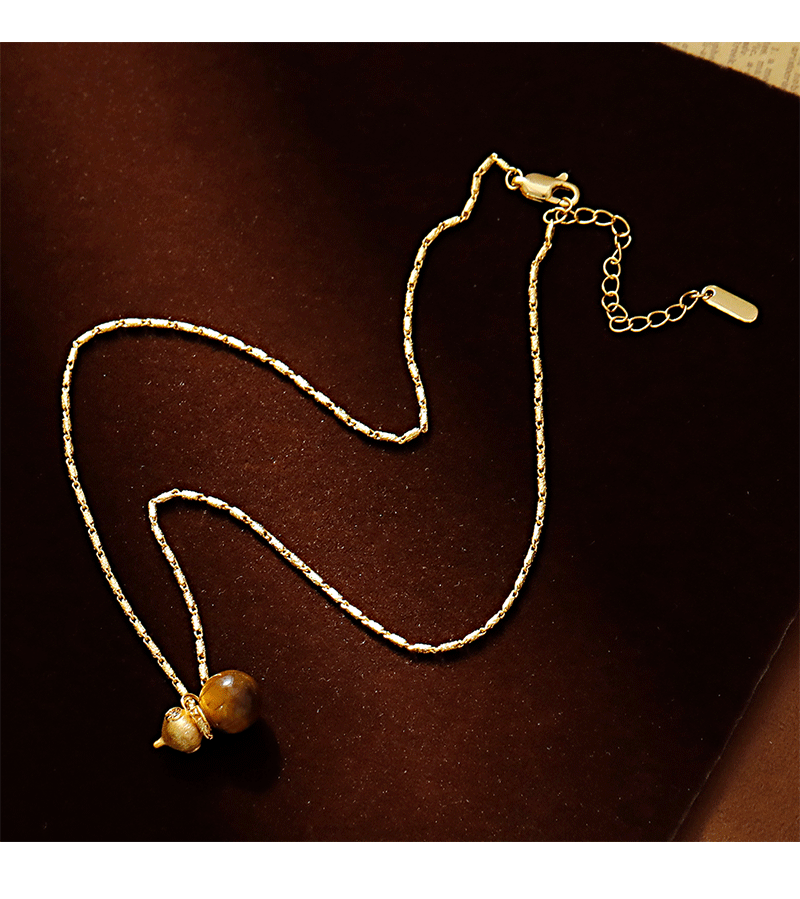 Hyacinth merad ojo de tigre piedra colgante collar mujer otoño invierno burst calabaza suéter cadena 2025 premium sentido clavícula cadena accesorios collar pic 5