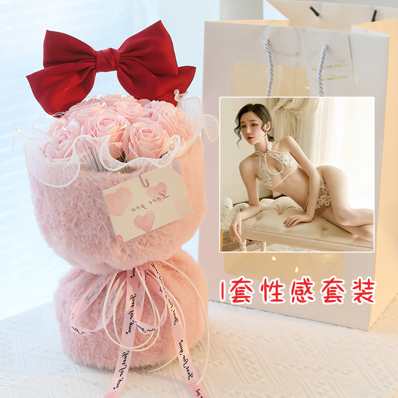 国潮可爱兔子耳朵花束仿真香皂玫瑰花永生花妇女节生日礼物送女友闺蜜详情7