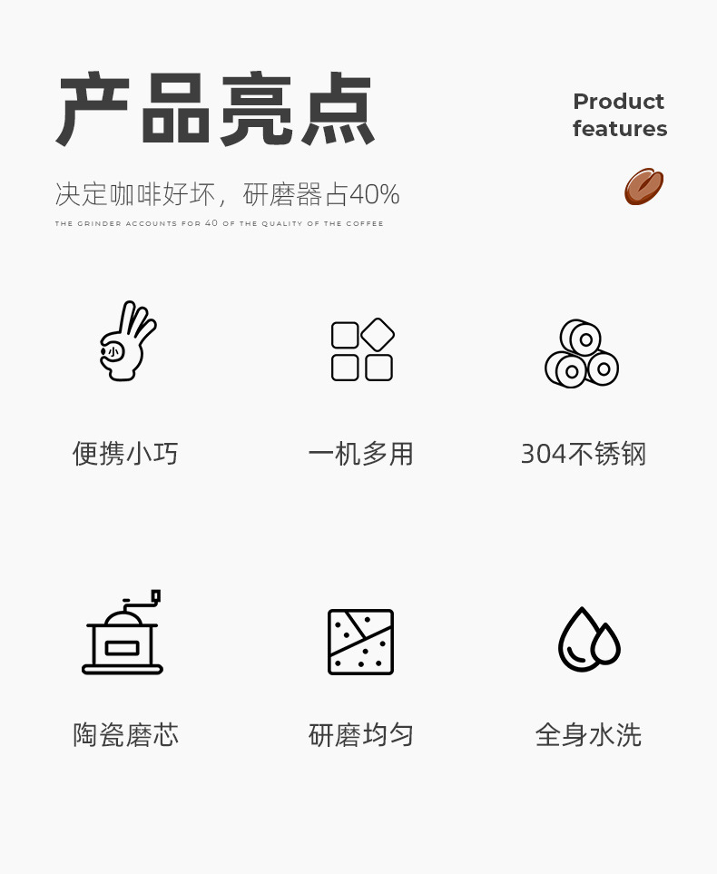 小巧便携手摇咖啡磨豆机厨房电器咖啡机套装手摇咖啡机详情2