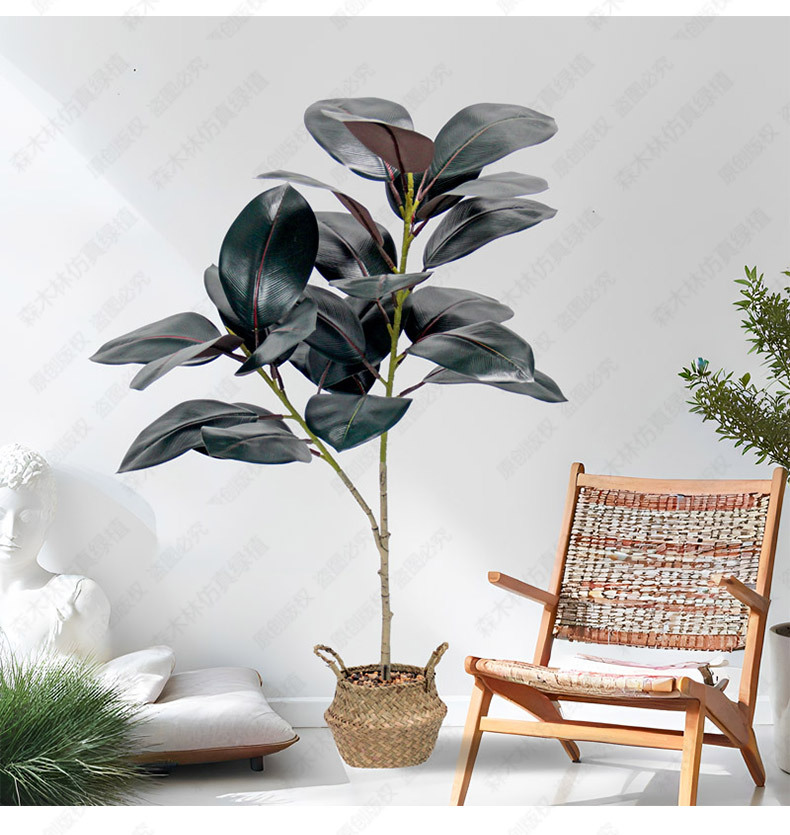 Wholesale of Nordic simulation green plants, rubber trees, black diamond, indoor floor-standing ornaments for living rooms, and plastic broad-leaved shrub decorations pic 8