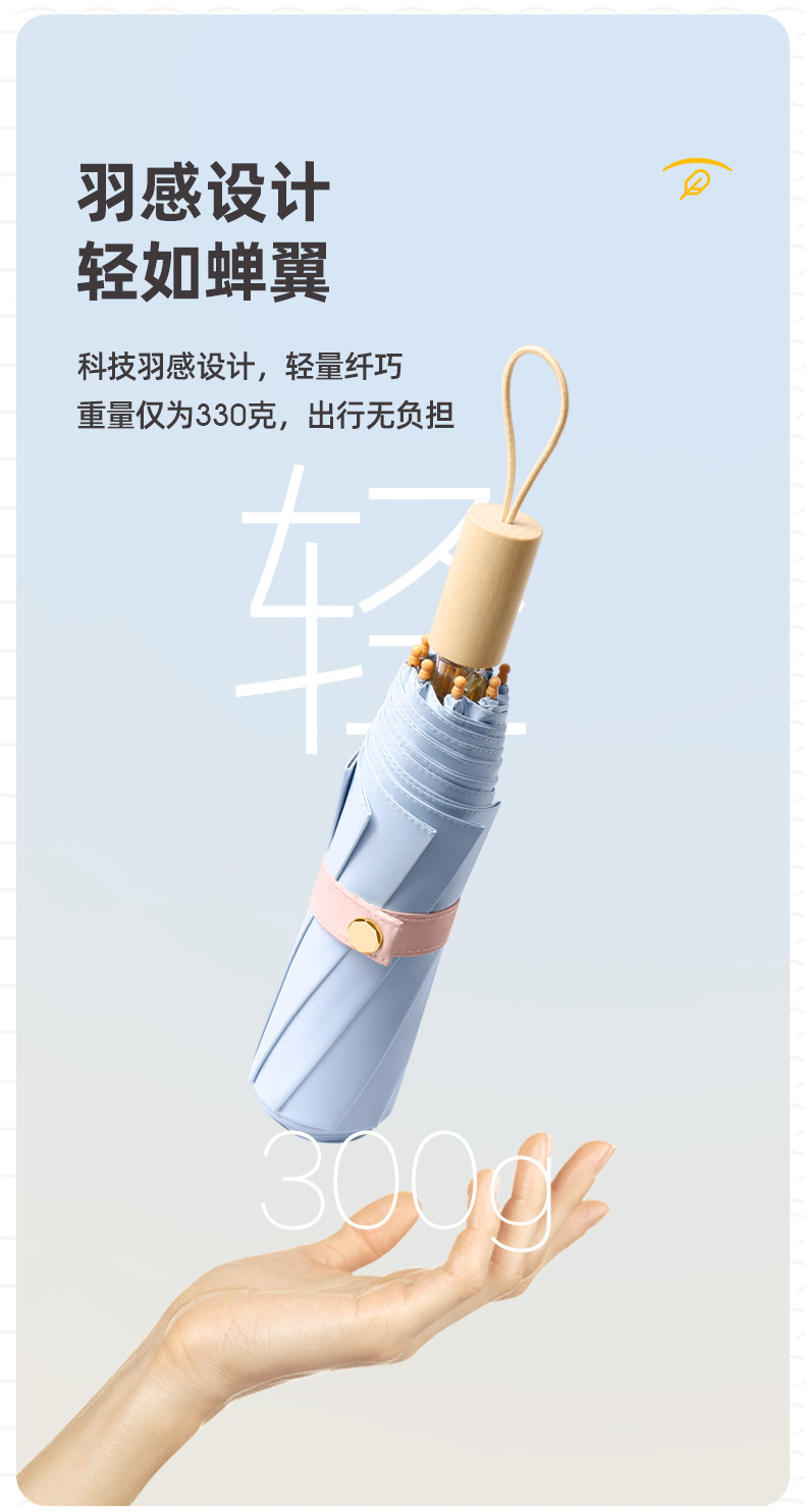 新款手开8骨彩胶实木手柄商务时尚礼品伞加固折叠伞现货一件代发详情24