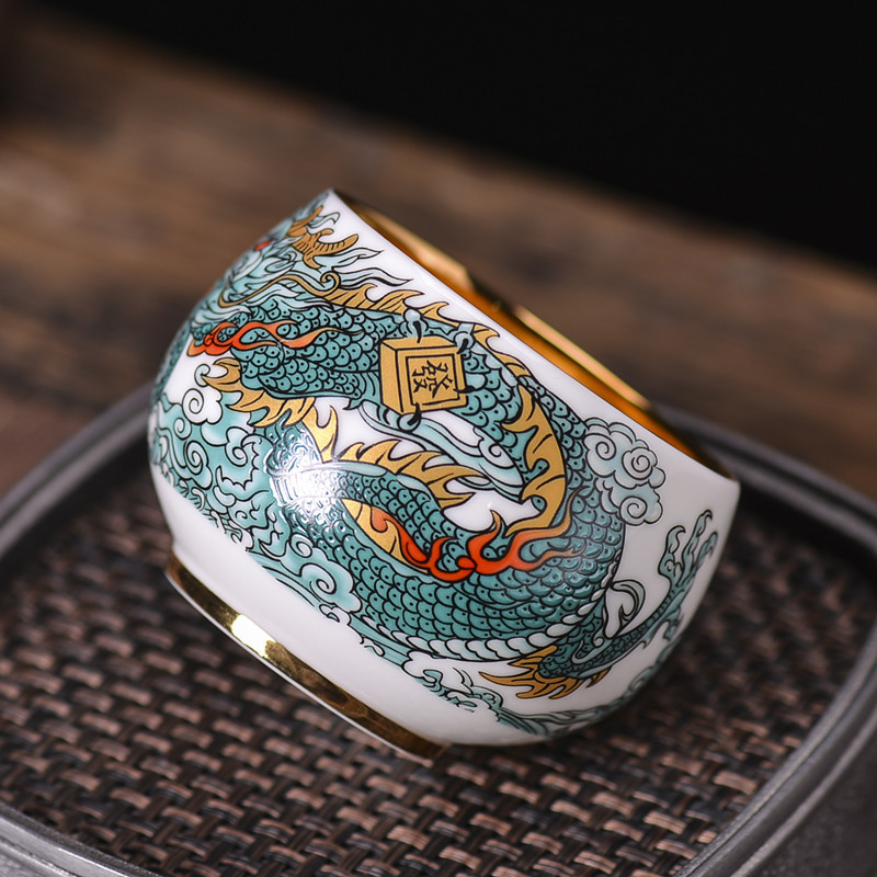 厂家直供鎏金杯珐琅彩青花茶杯个人杯主人杯紫砂建盏刘国蓝大师详情10