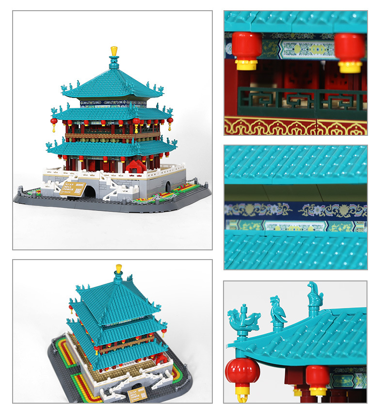 万格中国陕西西安钟楼兼容小颗粒积木益智玩具儿童男童拼装摆件详情6