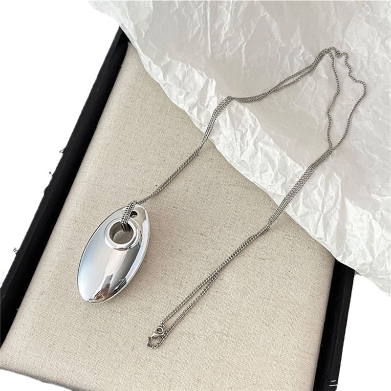 韩国博主同款不规则几何爱心吊坠项链抽拉可调节毛衣链小众时尚详情13