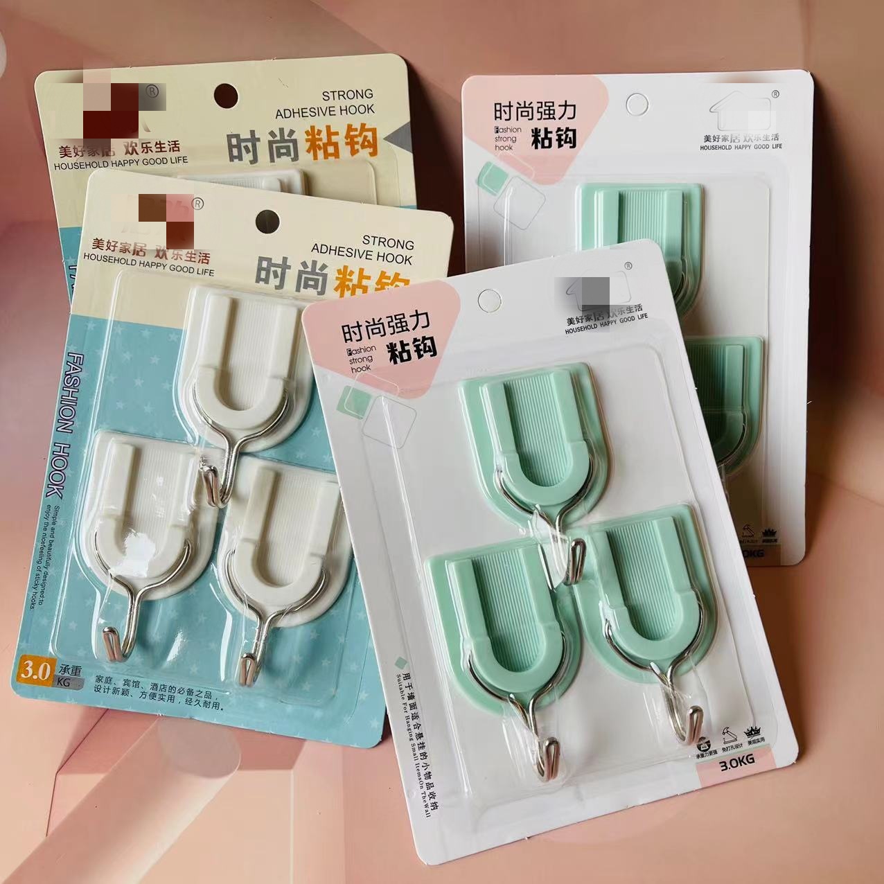 【2-6区】6103粘钩200/箱6103粘钩白灰墙墙上家用浴室塑料勾办公简约挂钩2元货源详情4