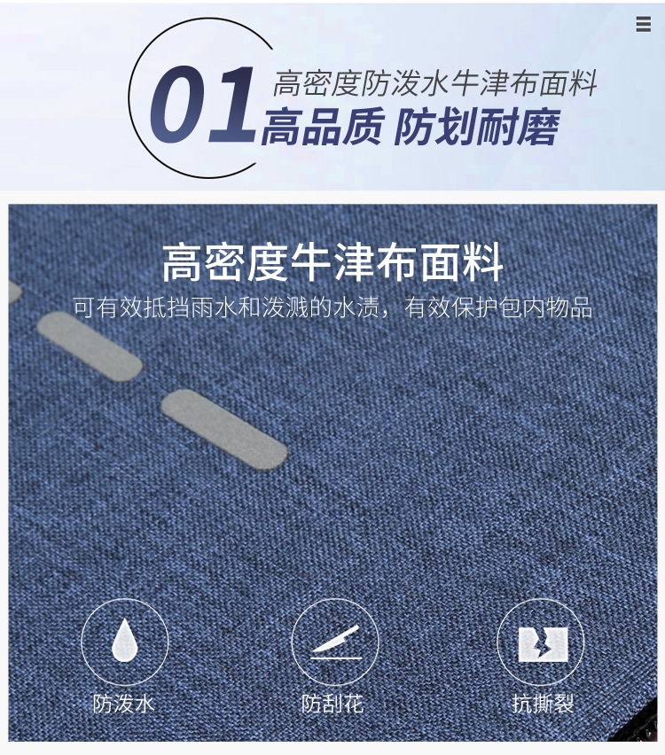 韩版牛津布反光条大学高中生书包大容量初中生学生包商务时尚背包详情5