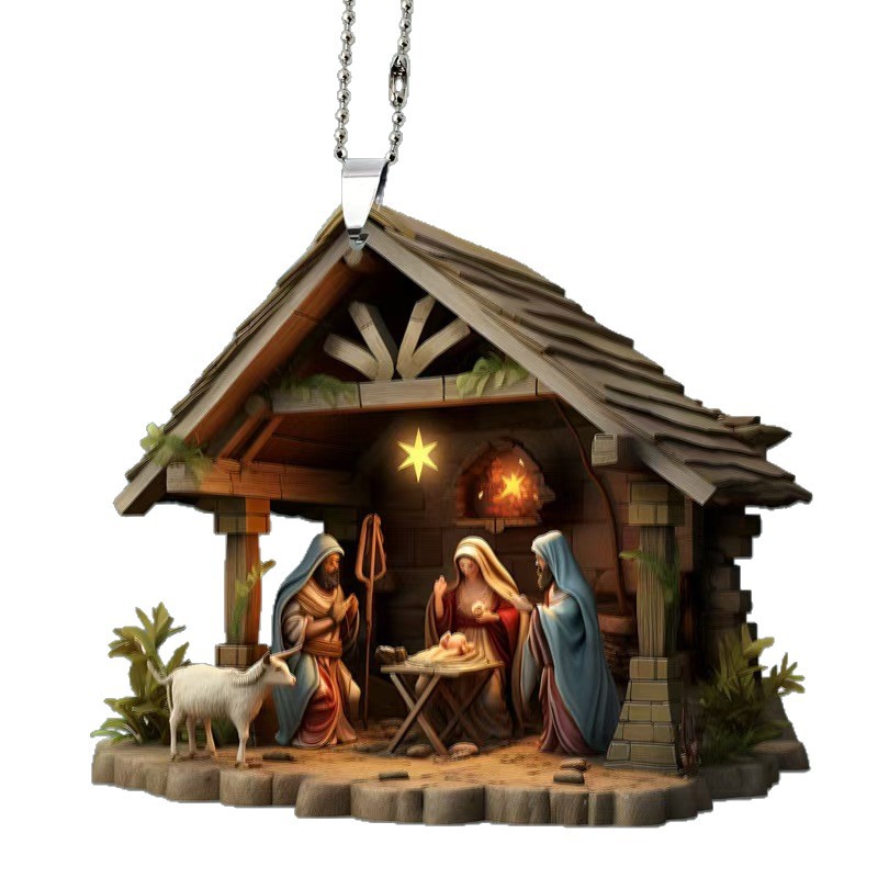 Christmas cross-border best-selling gifts: Acrylic decorative pendants, car interior rearview mirrors, home hanging items, Jesus pic 1