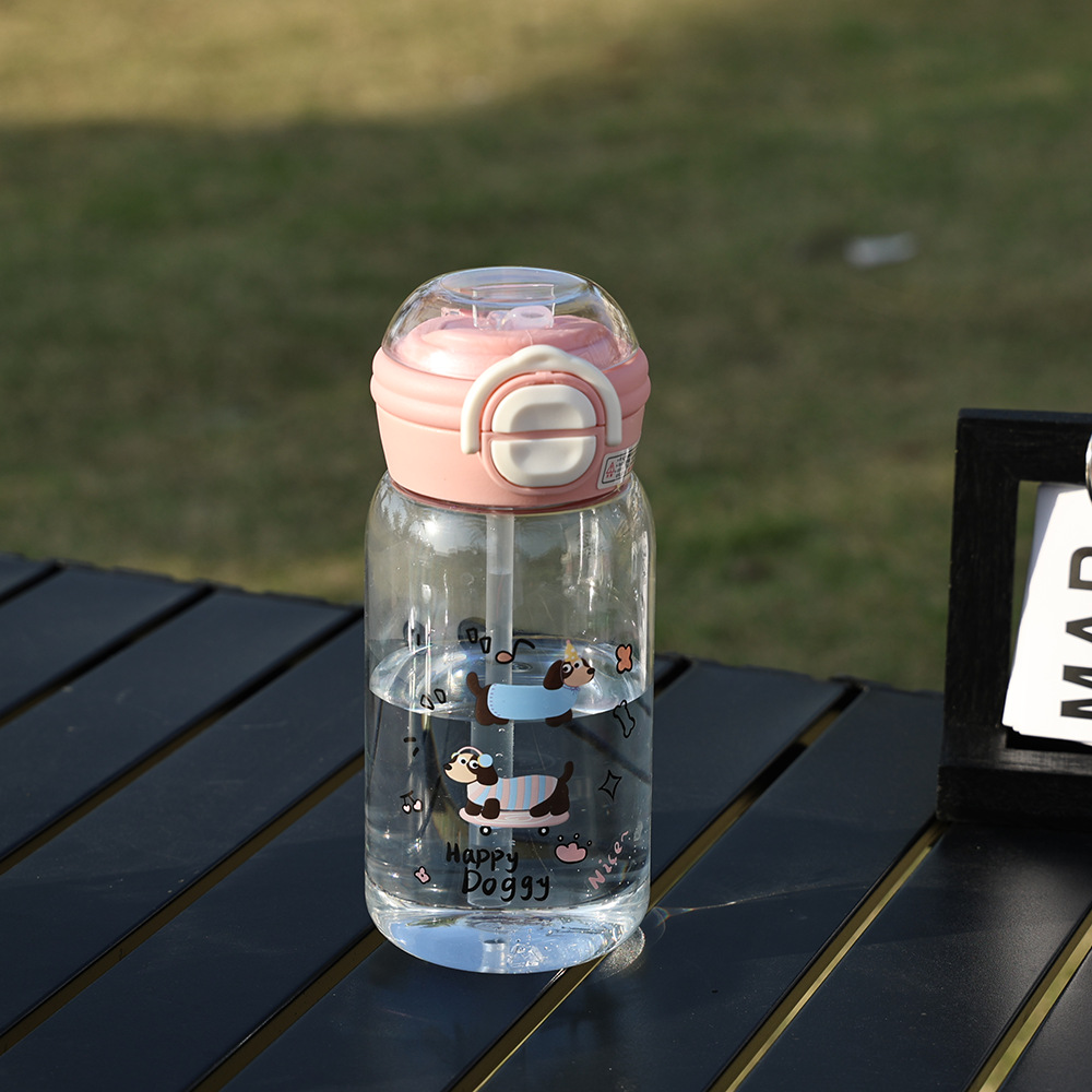 卡通塑料杯女生高颜值吸管双饮水杯便携式学生小众不撞款儿童可爱详情11