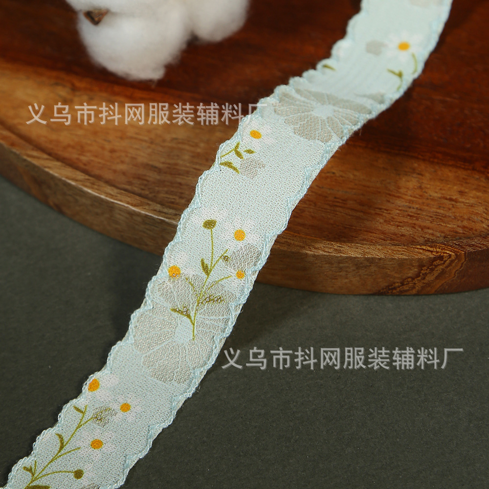 2.6CM-4CM彩色小碎花刺绣提花织带diy双耳朵边发饰桌布装饰辅料详情6