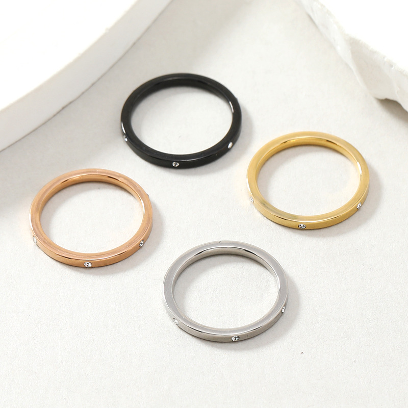 跨境新款钛钢戒指套装 不锈钢微镶钻饰品四色四件套情侣对戒厂家详情6