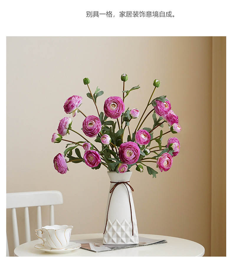 仿真3枝扎束洋牡丹9头小清新家居装饰插花摄影道具毛线花批发工艺品创意礼品详情22