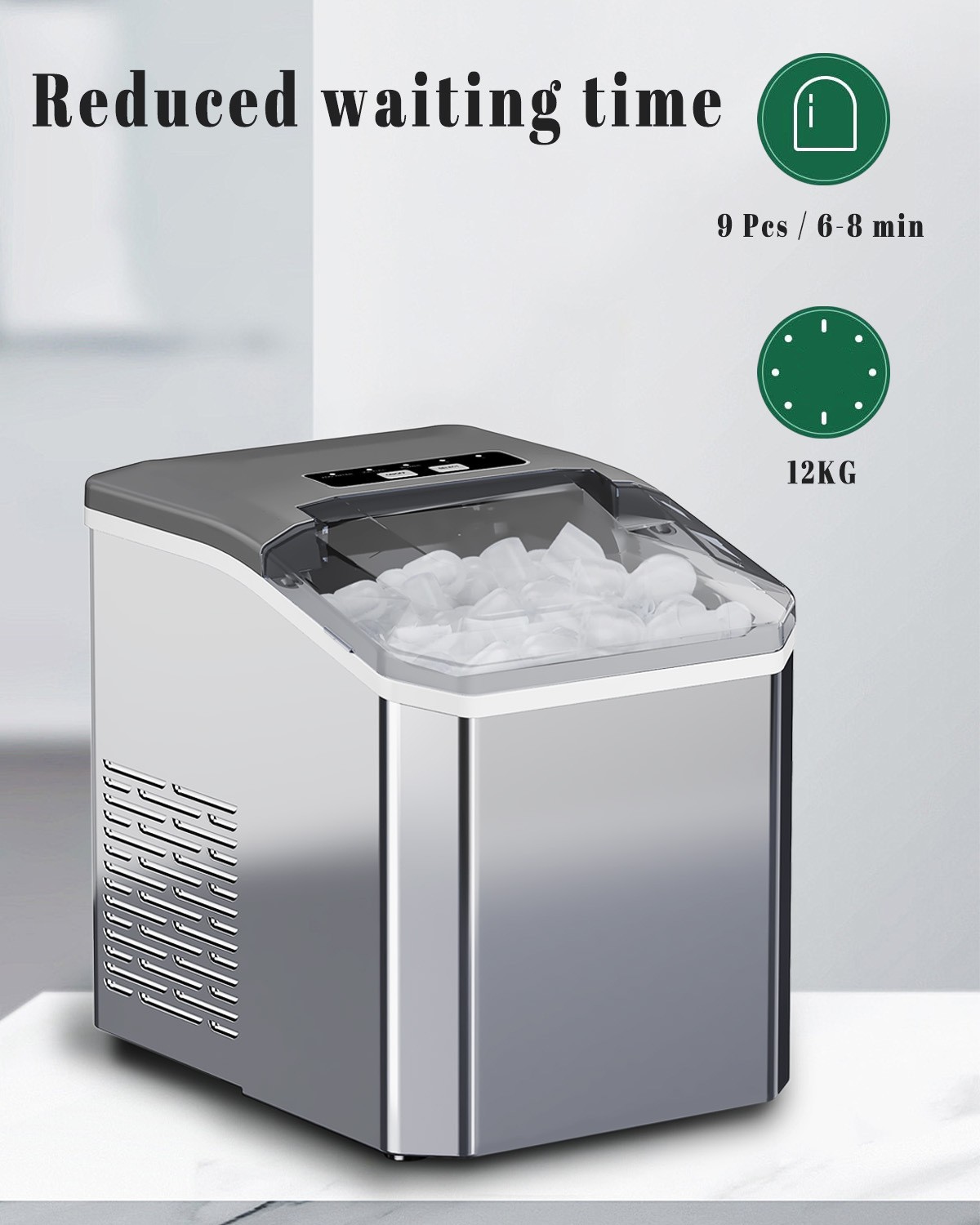 Small ice maker, household mini cube ice, dormitory desktop portable, fully automatic intelligent bullet ice, cross-border ice making pic 30