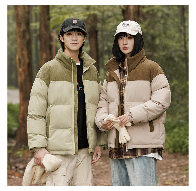 New winter fleece cotton-padded jackets for both men and women, thickened and warm cotton-padded jackets, couple bread jackets, and trendy color-blocked cotton-padded jackets pic 14