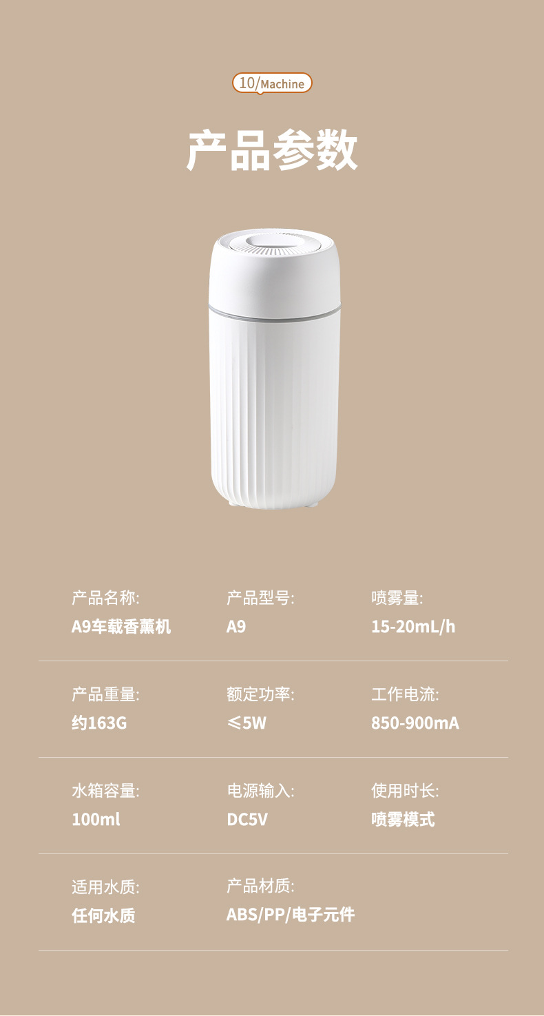 新款车载香薰机汽车仿真火焰小型空气加湿器车内超声波精油扩散器详情16