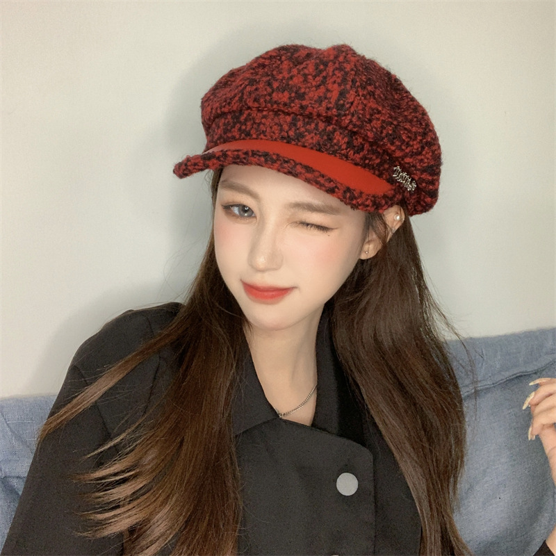 秋冬女款毛呢羊羔毛防风八角帽八角帽加厚多款圆顶纯色百搭休闲详情9
