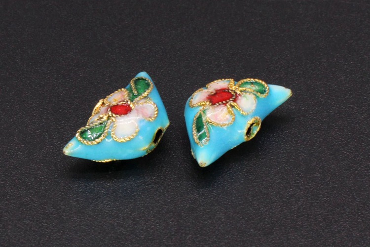 Traditional high-temperature cloisonne enamel floral silver-blue DIY jewelry accessories with beads and cloisonne 15*8 small ingots pic 5