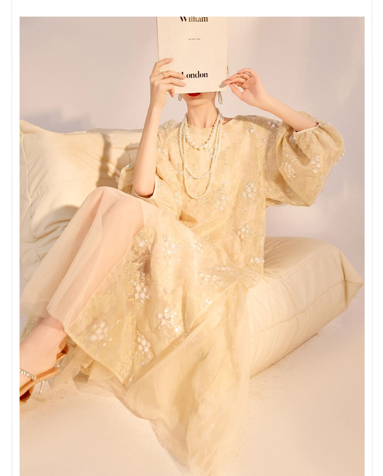 New Chinese-style high-end flower beaded embroidery dress, national style 2025 light luxury design sense elegant long dress N2034 pic 7