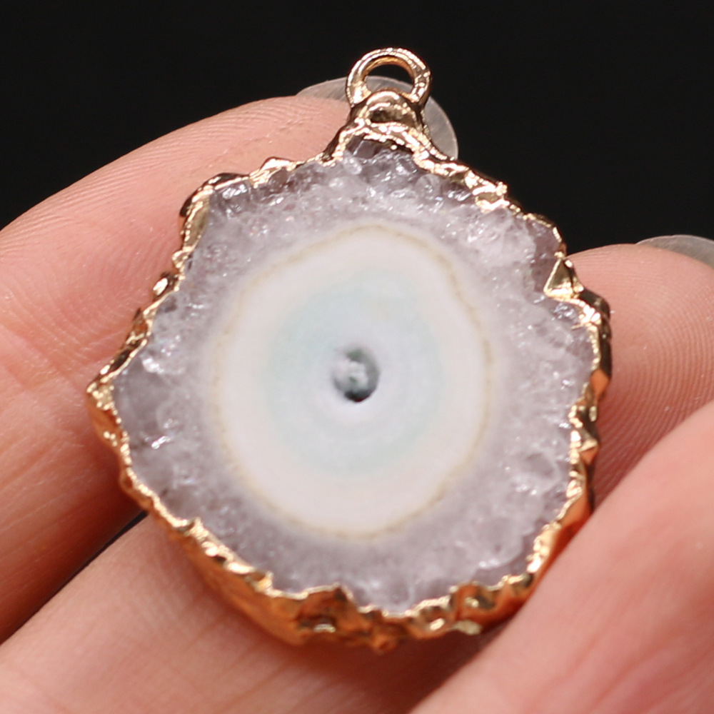 跨境天然不规则圆形玛瑙吊坠DIY饰品配件手工耳环项链制作批发详情49