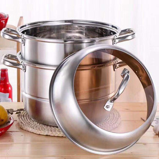 Stainless steel steamer, thickened 28CM, double-ear soup steamer, direct supply from the manufacturer, double-layer soup steamer, household gift pot pic 9