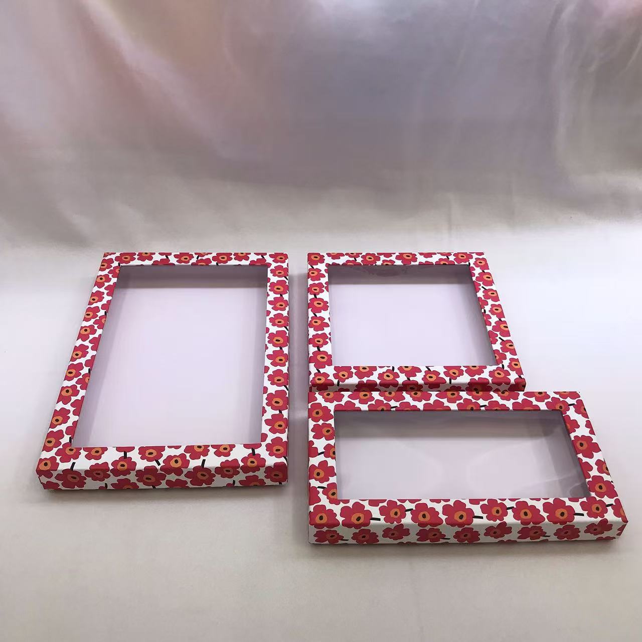 In stock, exquisite red printed silk scarf box, PVC window top and bottom cover gift box, pajamas and shirt packaging box pic 11