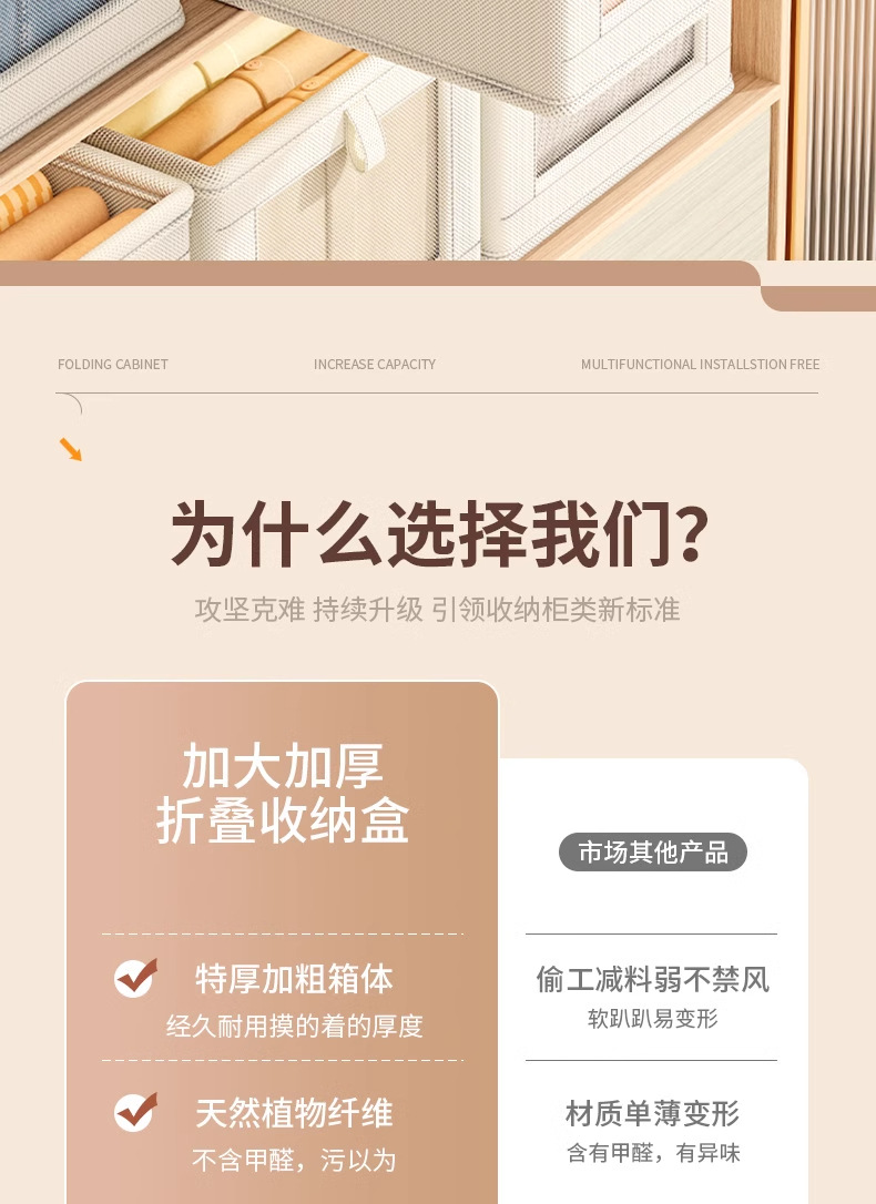 跨境牛津布可视开窗收纳盒家用衣物带盖收纳箱大号布艺整理箱批发详情3