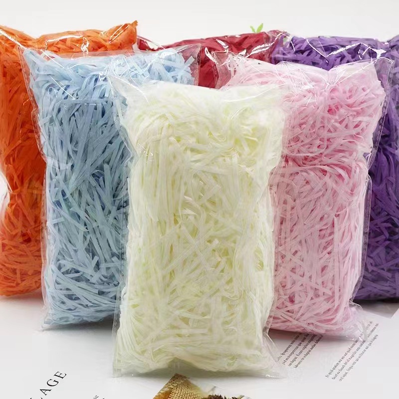 High-end multi-color solid color raffia grass chicken nest grass shredded paper thread decorative filling, raffia grass thread creative decoration pic 1
