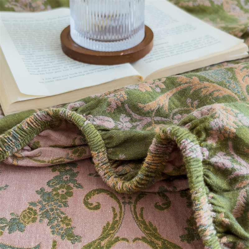 Pure cotton yarn-dyed jacquard double-layer gauze bed cover, single piece of all-cotton gauze mattress protective cover, bedspread, bed cover, single piece of bedding pic 104