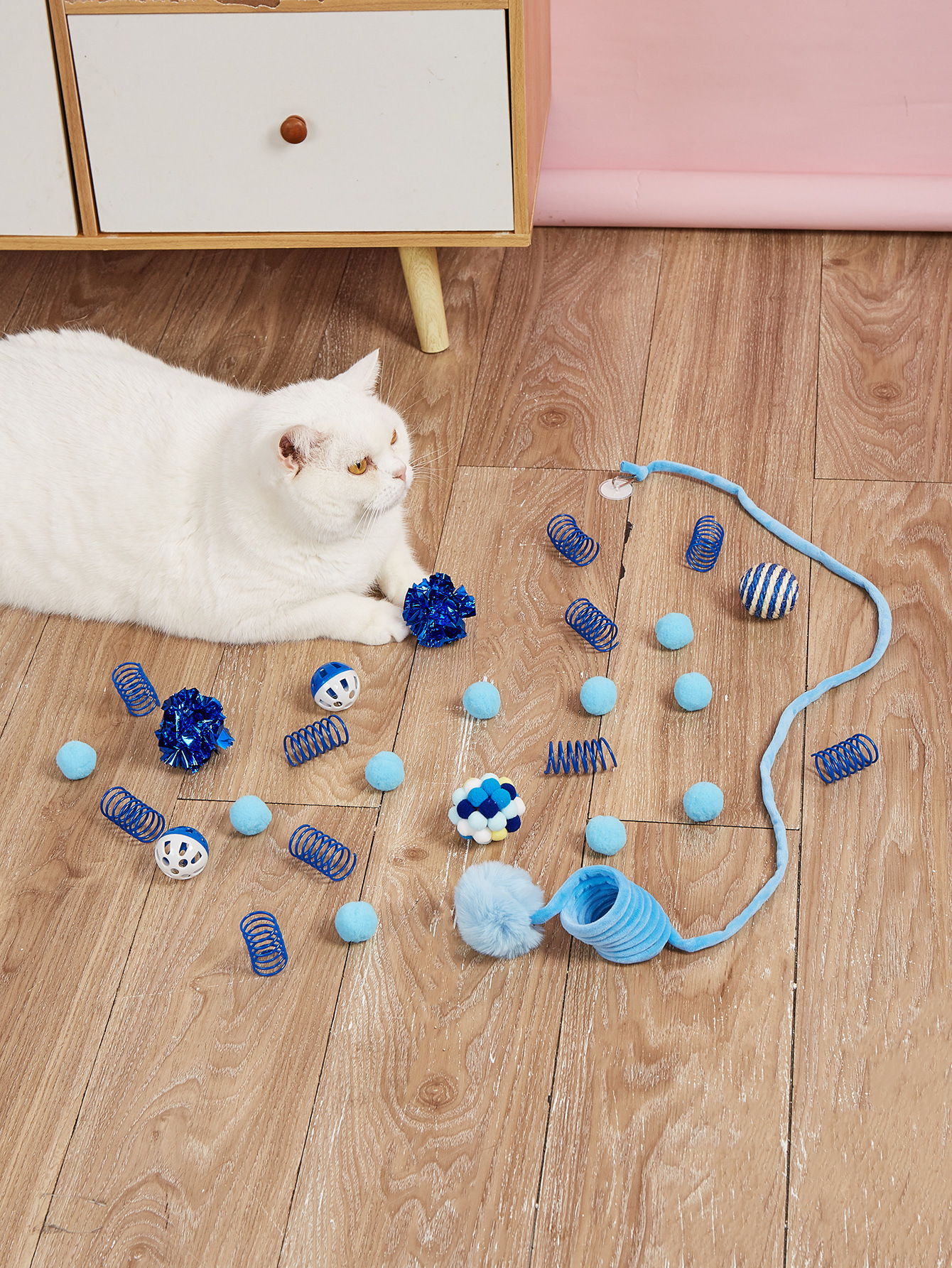 跨境热卖猫玩具套装弹簧铃铛球逗猫套装猫咪自嗨耐咬玩具厂家直销详情24